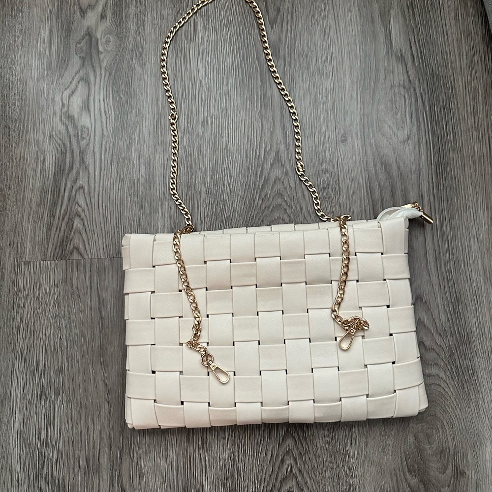 Clutch with gold straps
